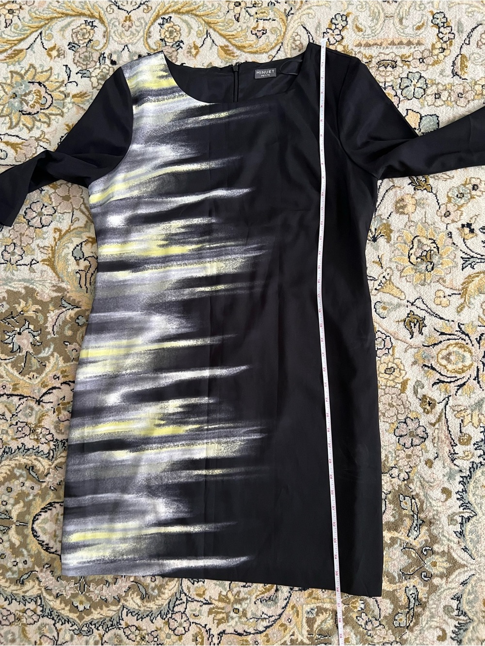 Minuet Petite Black Dress with Subtle Light Stripe Accent - Picture 4 of 8